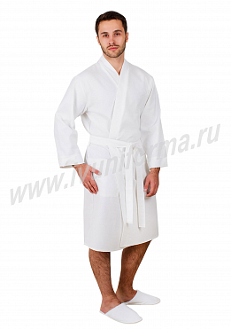 Халат мужской вафельный белый